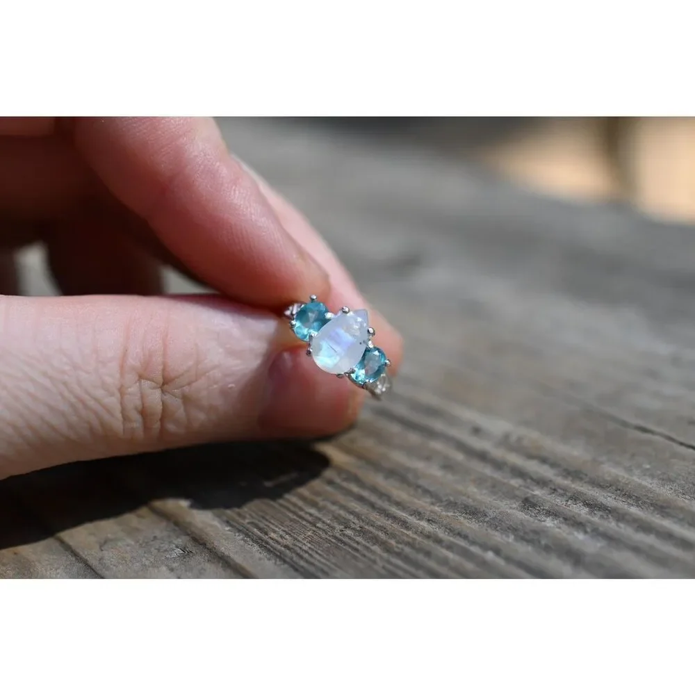 Moonstone and apatitie ring American made